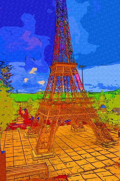 Paris Art Design Illustration Frankreich Eiffelturm Fotografie — Stockfoto