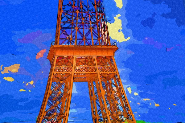 Parigi Arte Disegno Illustrazione Francia Torre Eiffel Raccolta Foto — Foto Stock