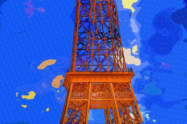 Parigi Arte Disegno Illustrazione Francia Torre Eiffel Raccolta Foto — Foto Stock