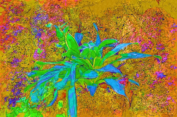 Rohdea Japonica Pianta Fiore Con Foglie Verdi Illustrazione Disegno Schizzo — Foto Stock