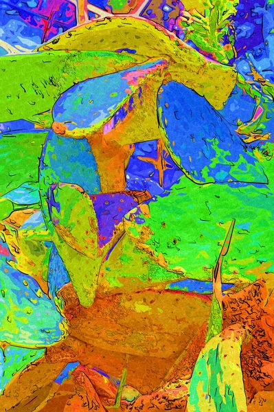 Кактус Индийском Лесу Opuntia Monacantha Растение Диких Диких Кактусов Иллюстрация — стоковое фото