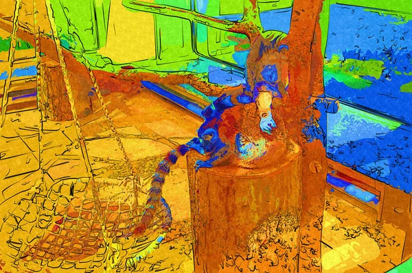 Група Відпочиваючих Лемурів Ілюстрація Малюнок Ескіз Антикварні Ретро Вінтажні — стокове фото