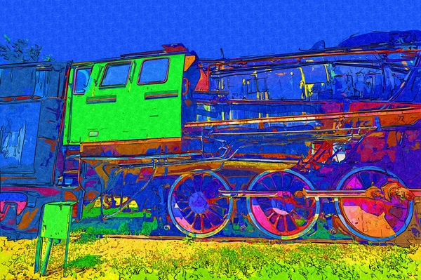 01Locomotora Vapor Conduce Través Del Desierto Arte Ilustración Dibujo Boceto —  Fotos de Stock