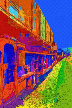 Eski tren vagonu, tren, sanat, illüstrasyon, çizim, eskiz, antika, antika, antika.