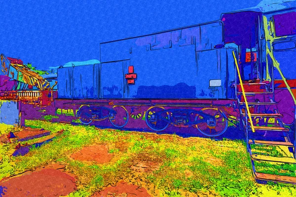 Carbón Vegetal Tren Locomotora Vapor Fotografía Oxidado Vagón Tren Arte —  Fotos de Stock