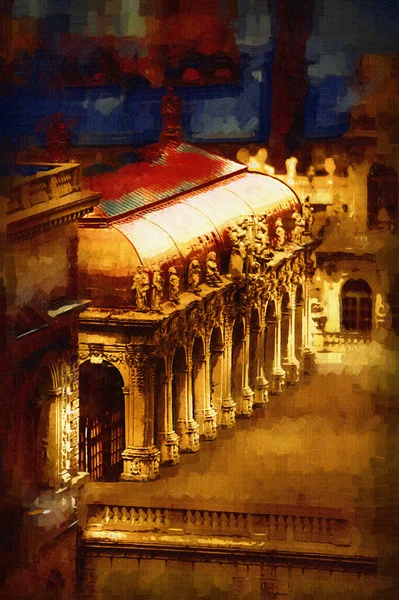 Палац Цвінгера Художня Галерея Музей Дрездені Німеччина Художня Ілюстрація Ретро — стокове фото