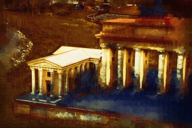 Branderburger Tor, Berlin, Germany, gate, art illustration retro vintage antique sketch