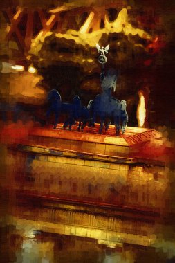 Branderburger Tor, Berlin, Germany, gate, art illustration retro vintage antique sketch