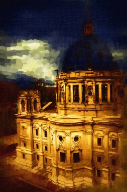 Berliner Dom, Berlin, Deutschland, Almanya, Avrupa, sanat illüstrasyonu antika eskiz