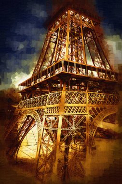 Paris sanat tasarımı illüstrasyonu Fransa Eyfel Kulesi fotoğrafçılık