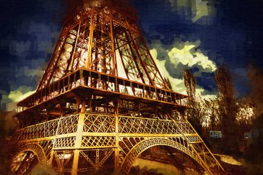 Paris sanat tasarımı illüstrasyonu Fransa Eyfel Kulesi fotoğrafçılık