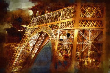 Paris sanat tasarımı illüstrasyonu Fransa Eyfel Kulesi fotoğrafçılık