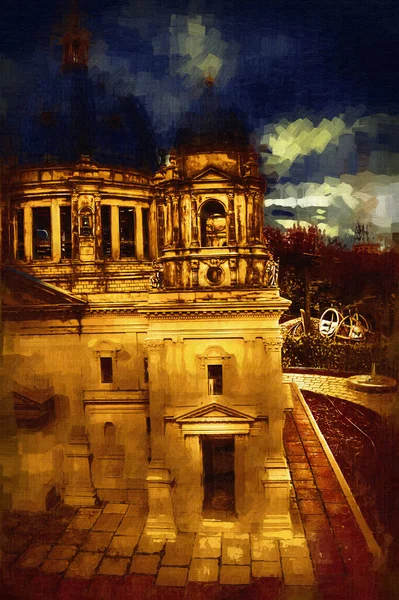 Berliner Dom Berlin Deutschland Germany Europe Art Illustration Retro Vintage — Fotografia de Stock