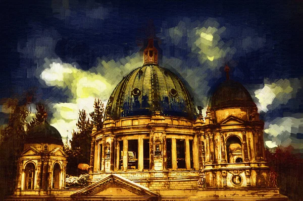 Berliner Dom Berlin Deutschland Germany Europe Art Illustration Retro Vintage — 스톡 사진