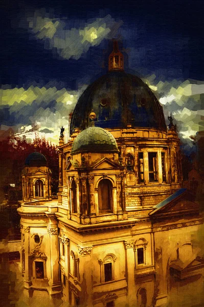 Berliner Dom Berlijn Deutschland Duitsland Europa Illustratie Retro Vintage Antieke — Stockfoto