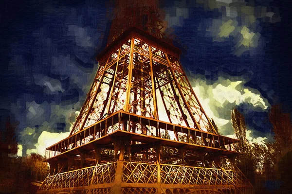 Parigi Arte Disegno Illustrazione Francia Torre Eiffel Raccolta Foto — Foto Stock