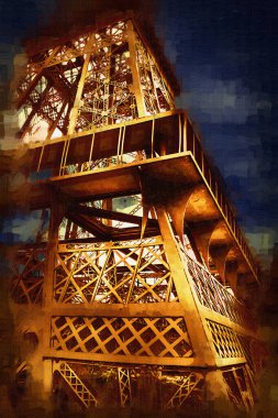 Paris sanat tasarımı illüstrasyonu Fransa Eyfel Kulesi fotoğrafçılık