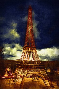 Paris sanat tasarımı illüstrasyonu Fransa Eyfel Kulesi fotoğrafçılık