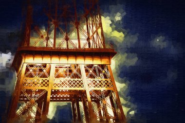 Paris sanat tasarımı illüstrasyonu Fransa Eyfel Kulesi fotoğrafçılık