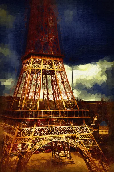 París Ilustración Diseño Artístico Francia Torre Eiffel Fotografias — Foto de Stock