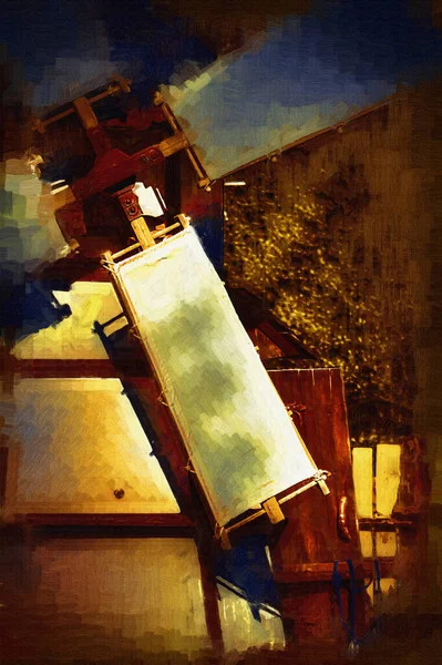 Ветряная Мельница Старая Ретро Фотография Винтажный Рисунок Иллюстрация — стоковое фото