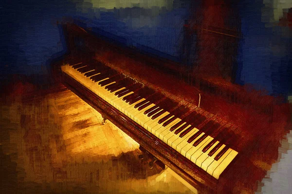 Piano Queue Noir Dans Chambre Classique Blanche Intérieur Vieux Médiéval — Photo