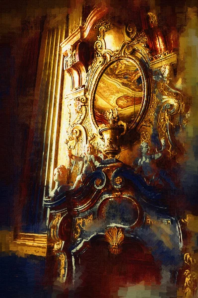 Розкішний Дизайн Інтер Єру Вітальні Каміна Прекрасному Палаці Інтер Єрі — стокове фото
