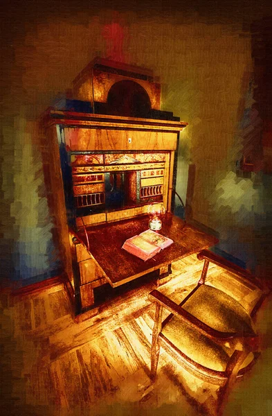 Ambiente Studio Classic Bureau Desk Mediaeval Old History Art Illustration — 스톡 사진