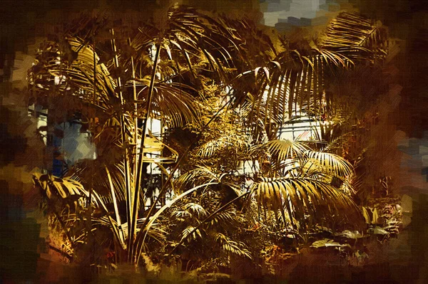 Dracaena Reflexa Lied Van Jamaica Groene Plant Kunst Illustratie Retro — Stockfoto