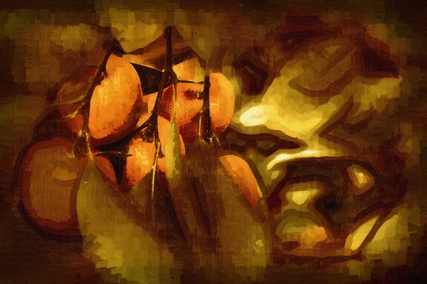 Квітуча Гончарня Мандаринські Апельсини Яка Використовувалась Декоративна Рослина Під Час — стокове фото