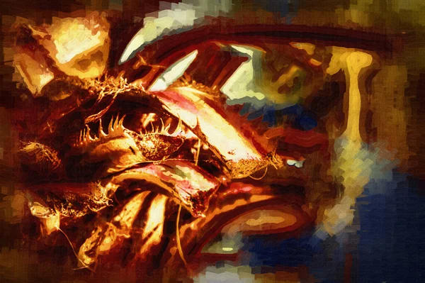 Zbliżenie Tło Królowej Sago Cycas Palma Ilustracja Rysunek Szkic Antyk — Zdjęcie stockowe