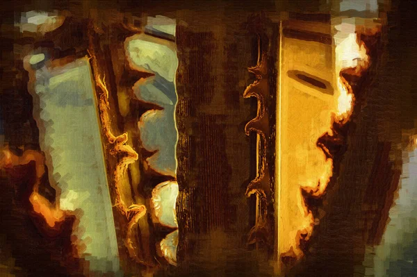 Gros Plan Palmier Queen Sago Cycas Illustration Dessin Croquis Antique — Photo