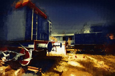 Eski dar ölçü demiryolu motoru, sanat, illüstrasyon, çizim, eskiz, antika, antika, antika.