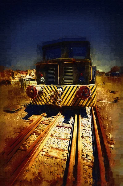 古い狭軌鉄道エンジン アート イラスト スケッチ アンティーク レトロ ヴィンテージ — ストック写真