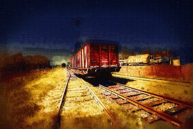 Eski tren vagonu, tren, sanat, illüstrasyon, çizim, eskiz, antika, antika, antika.