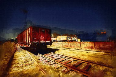 Eski tren vagonu, tren, sanat, illüstrasyon, çizim, eskiz, antika, antika, antika.