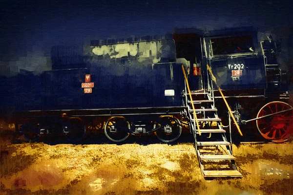 Carvão Trem Locomotiva Vapor Fotografia Enferrujado Vagão Trem Arte Ilustração — Fotografia de Stock