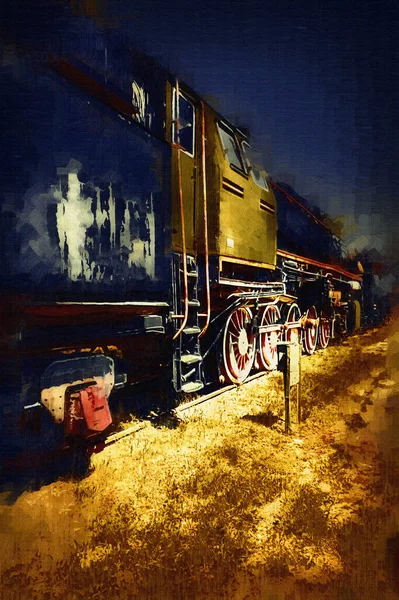 Carvão Trem Locomotiva Vapor Fotografia Enferrujado Vagão Trem Arte Ilustração — Fotografia de Stock