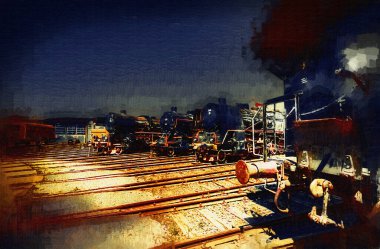Farklı türde eski lokomotifler, tren, fotoğraf, paslı, vagon, sanat, illüstrasyon, çizim, eskiz, antika, antika, antika, antika.