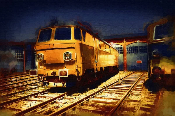 古い機関車 ワゴン アート イラスト スケッチ アンティーク レトロ ヴィンテージの異なるタイプ — ストック写真