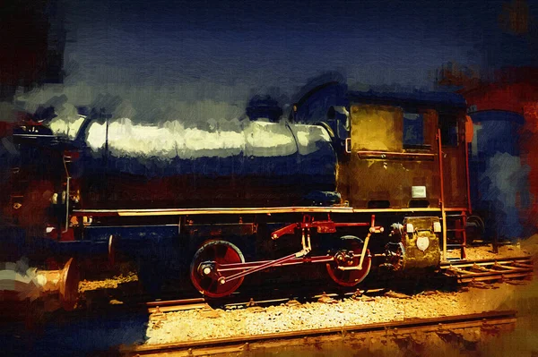 Différents Types Vieilles Locomotives Train Photographie Rouillé Wagon Art Illustration — Photo