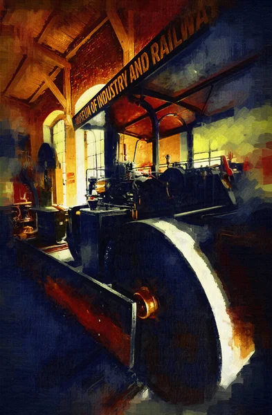 Старий Паровий Трактор Поїзд Фотографія Іржавий Універсал Мистецтво Ілюстрація Креслення — стокове фото
