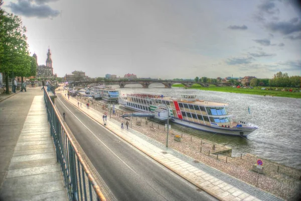 Stadsbilden Dresden Floden Elbe Och Augustus Bridge Dresden Sachsen Tyskland — Stockfoto