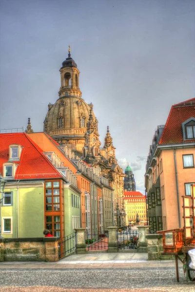 Stadtbild Von Dresden Der Elbe Und Augustusbrücke Dresden Sachsen Deutschland — Stockfoto