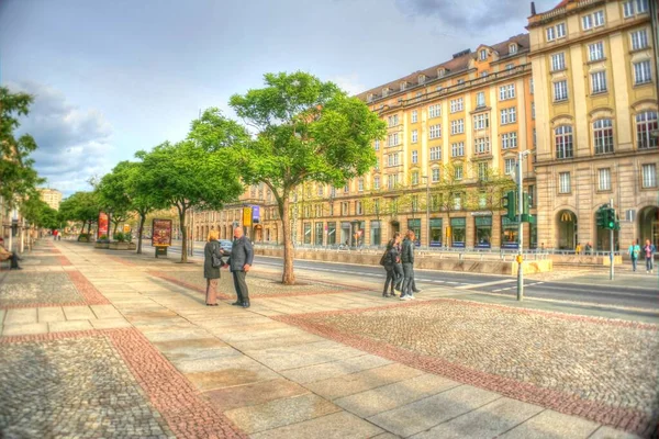 Paesaggio Urbano Dresda Fiume Elba Ponte Augusto Dresda Sassonia Germania — Foto Stock