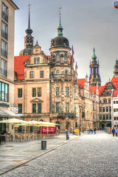 Stadtbild Von Dresden Der Elbe Und Augustusbrücke Dresden Sachsen Deutschland — Stockfoto