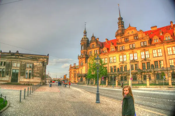 Cityscape Dresden Elbe River Augustus Bridge Dresden Saxónia Alemanha — Fotografia de Stock