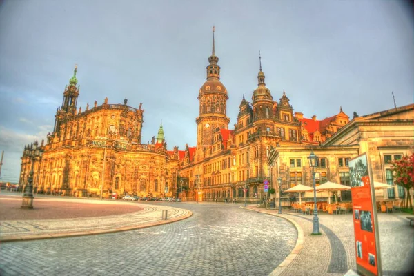 Stadtbild Von Dresden Der Elbe Und Augustusbrücke Dresden Sachsen Deutschland — Stockfoto