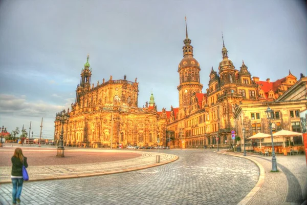 Cityscape Dresden Elbe River Augustus Bridge Dresden Saxónia Alemanha — Fotografia de Stock