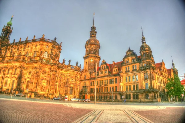 Cityscape Dresden Elbe River Augustus Bridge Dresden Saxónia Alemanha — Fotografia de Stock